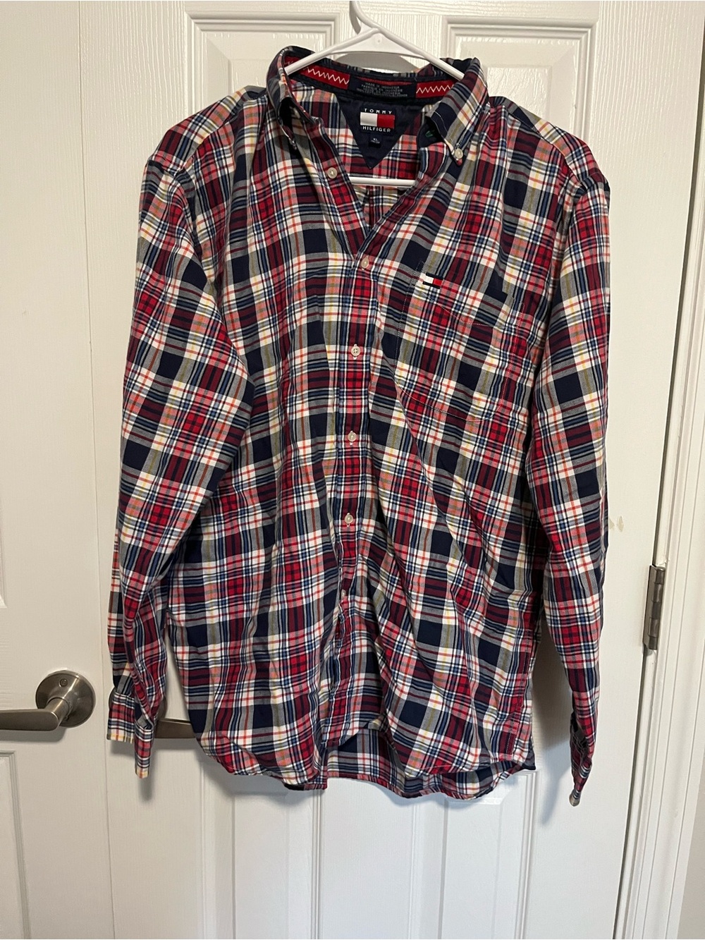 Tommy Hilfiger Red Navy White Plaid Button-Down Shirt - Men